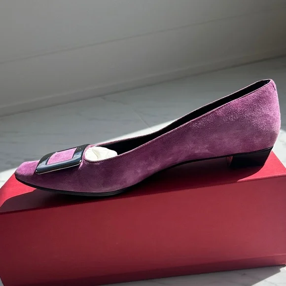 Roger Vivier rare pink suede Flats with Silver Buckle - Picture 12 of 16